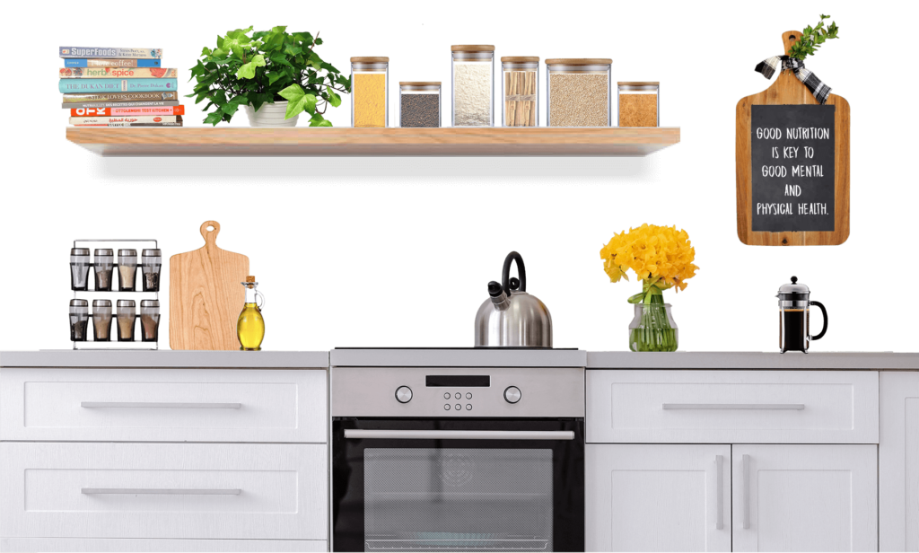 Kitchen digital drawing containing all necessary ingredients for Dr. Cherine's functional medicine recipes