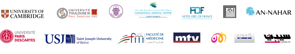 Image of logos related to education, work, and interviews done by Dr. Cherine, showcasing her work in functional medicine and natural remedies.